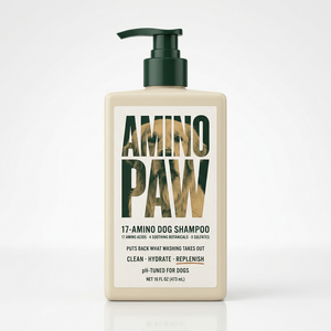 AminoPaw 17-Amino Dog Shampoo bottle, alternate studio angle