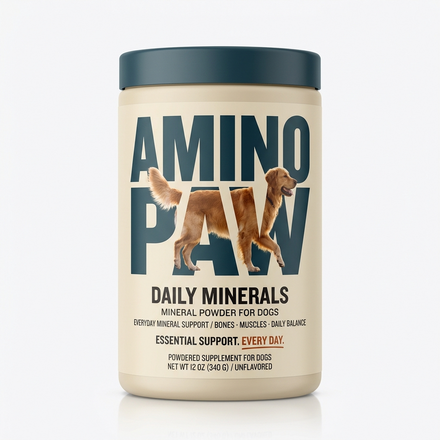 AminoPaw Daily Minerals canister, 12 oz (340 g), studio packshot
