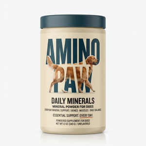 AminoPaw Daily Minerals canister, alternate studio angle